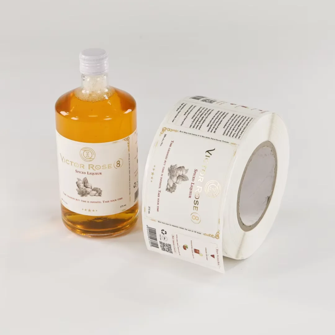 Custom Embossed Matte Gold Foil Wine Bottle Labels | Luxury Textured Adhesive Stickers