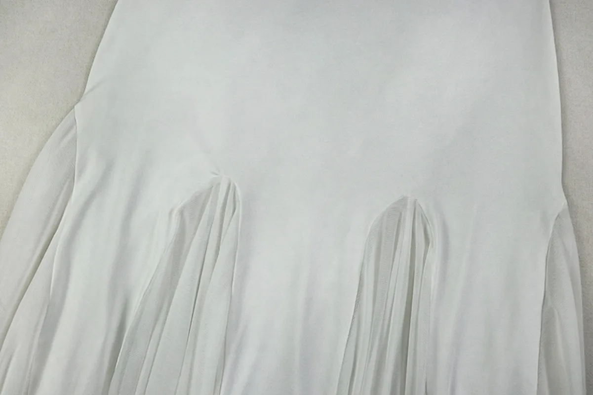 Vestido largo acampanado sin tirantes de malla transparente para mujer, vestido elegante Sexy sin mangas con espalda descubierta, vestido largo ajustado para fiesta de cumpleaños