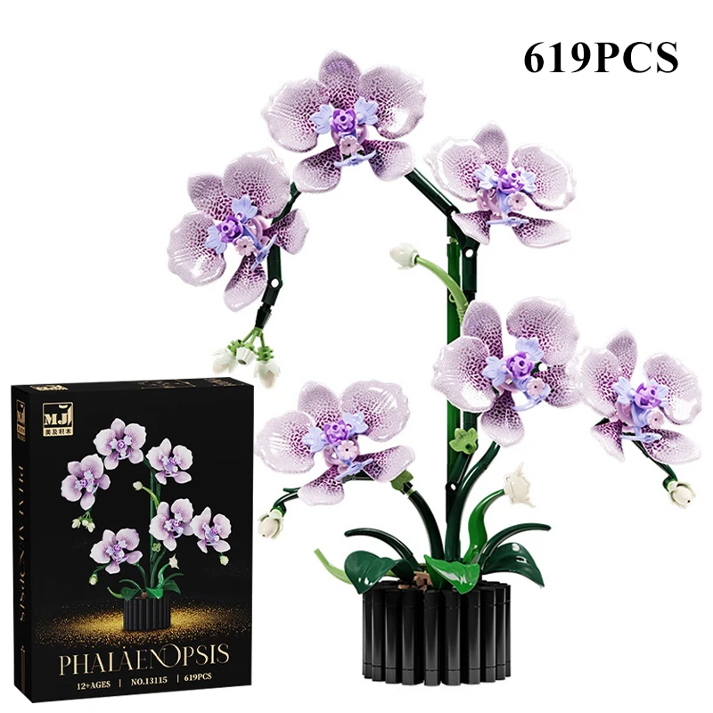 Kreative Orchidee Cymbidium Ewige Blumen Topfpflanze Bausteine Simulation Phalaenopsis DIY Ziegel Spielzeug Valentinstag Geschenk