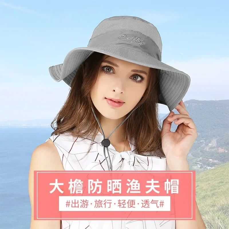 春夏新作-大きなつば付き日よけ帽子-男女兼用-uvカット-アウトドア-サンシェード-バケットハット