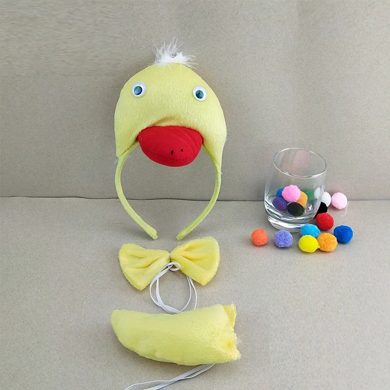 Children Kids Yellow White Animal Duck Animals  Headband Tail Skirt Party Props    Birthday Halloween Costume Cosplay