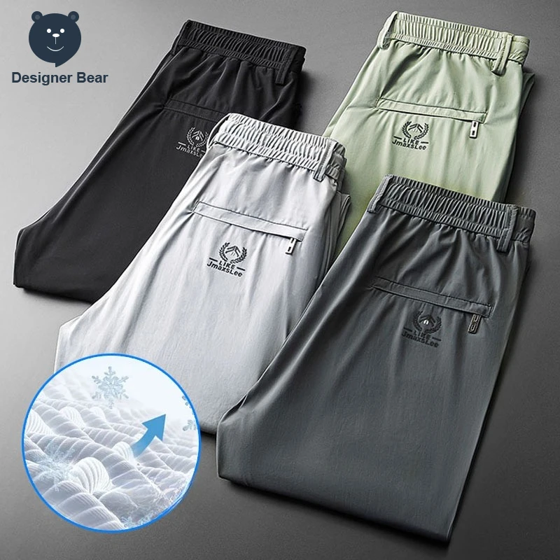 Sommerliche, dünne, hochelastische Herren-Freizeithose, gerade geschnittene Hose, schnelltrocknend, für Outdoor, Jogging, Laufen, Arbeit, Sport, Sweatpants für Männer