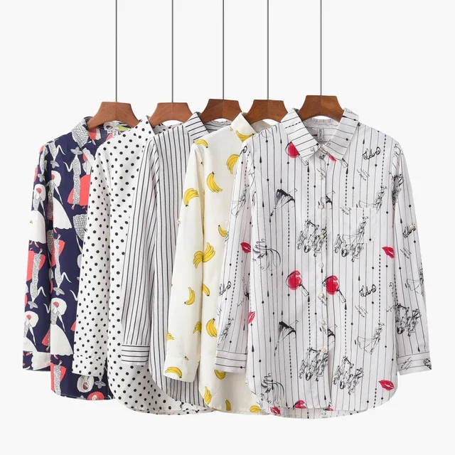 

2024 New Casual Large Size Women Shirt Woman Polka Dot Print Shirts Long Sleeve Loose Ladies Blouse and Tops Lady Clothes Blusas