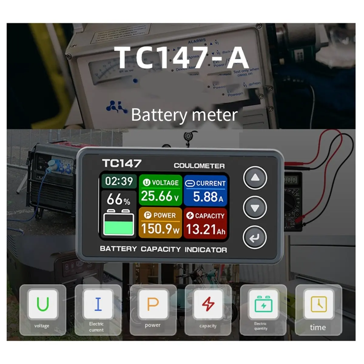 【dt56】tc147-high-color-screen-coulomb-meter-battery-voltage-and-current-meter-tc147-cs30-0-30a
