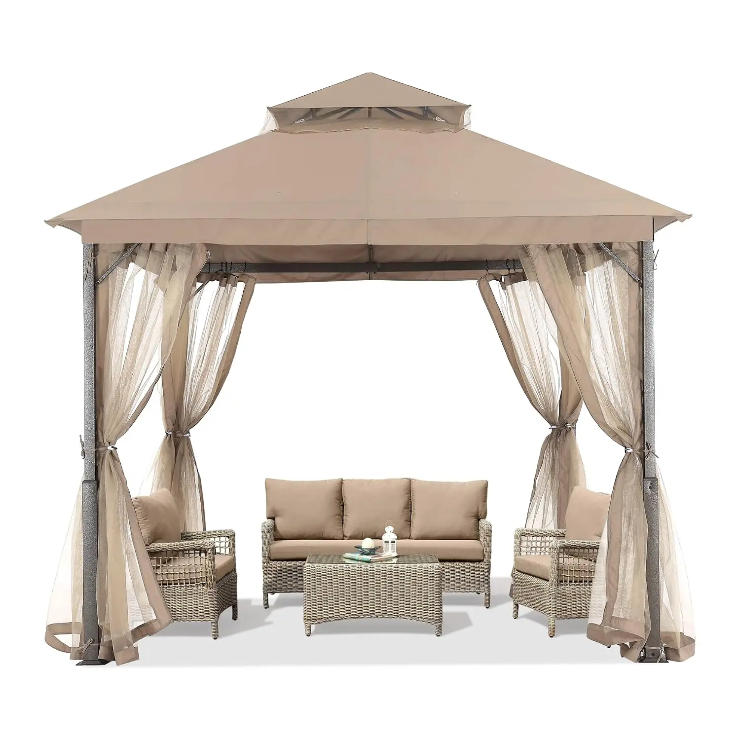 Outdoor Patio Gazebo 9x9 with Mosquito Netting, Customized