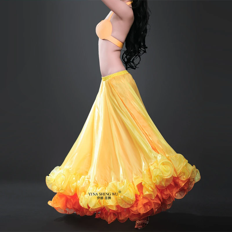 오리엔탈 밸리 댄스 원사 두 가지 색상 프릴 스커트 Bellydancing 전문 공연 훈련 의상 여성 댄서 드레스