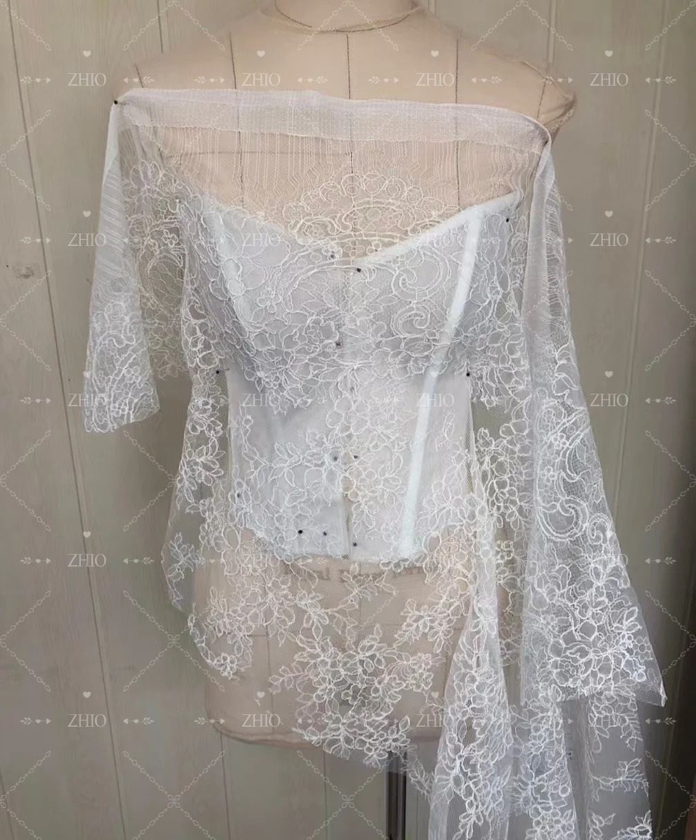 ZHIO Princess Ivory Lace Royal Train Wedding Dress Sweetheart Off Shoulder Draped Fluffy Bridal Gown Customized Robe De Mariée