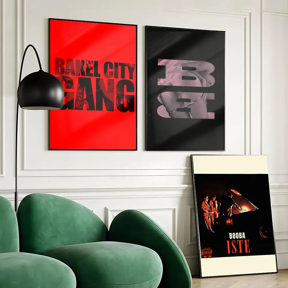 French rapper B-Booba Poster Waterproof Wall Art Sticker for Home Bar Decoration, Self-Adhesive Room Wall Decor Mural