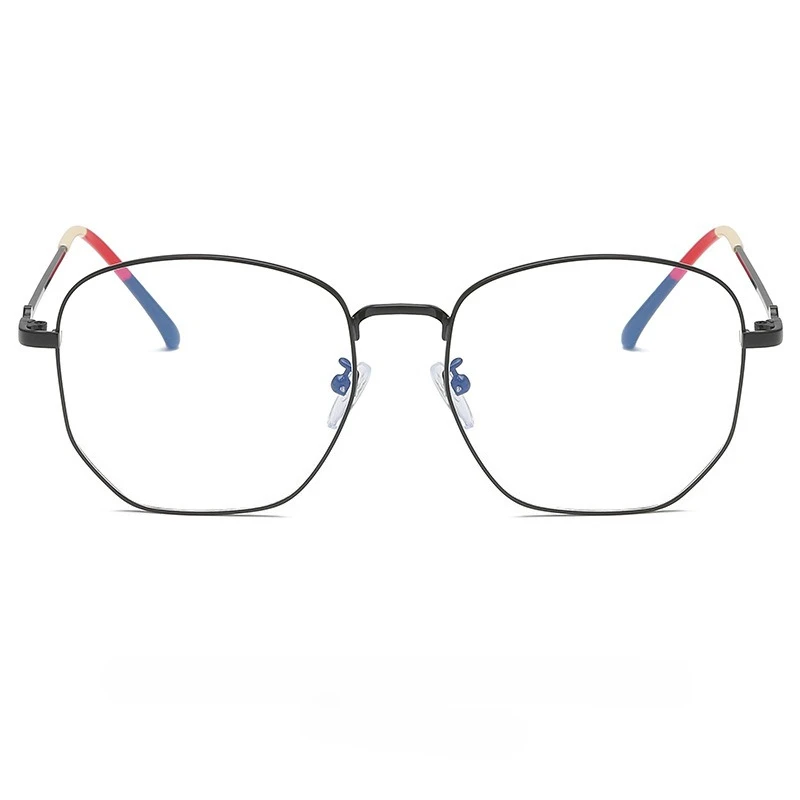 نظارات معدنية كلاسيكية غير منتظمة، إطار كامل لحجب الضوء الأزرق للجنسين، بلانو طلاء IP خفيف للغاية، متين ومريح