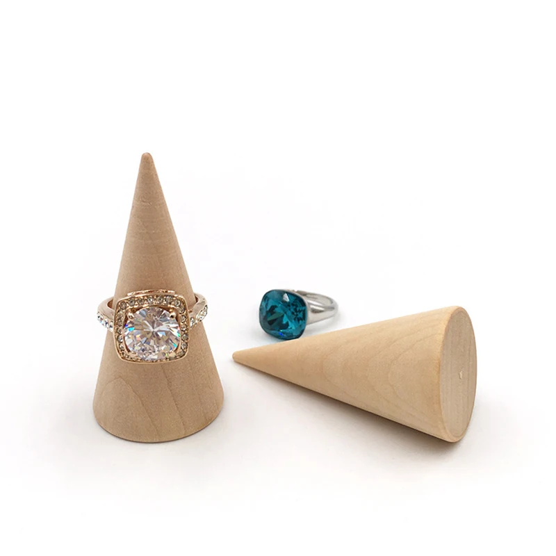 Hot Sale 5 Pcs/Set Ring Organizer Wooden Cone Creative Ring Holder Jewelry Display Holder