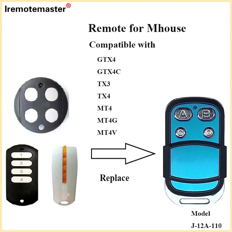 For Mhouse TX4 Myouse GTX4 Garage Door Remote Control 433.92MHZ Télécommande Portail Sentinel Mando Mhouse Radiocomando Mhouse