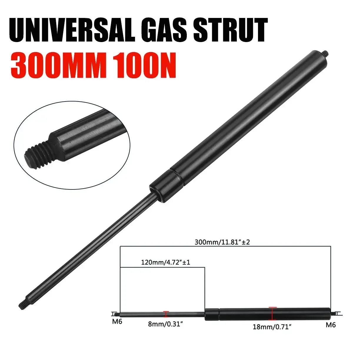 2pcs 100N 200-500mm 8mm Car Gas Strut Bars Gas Spring Hood Support Rod Shock Lift for RV Bed Window Bus Caravans