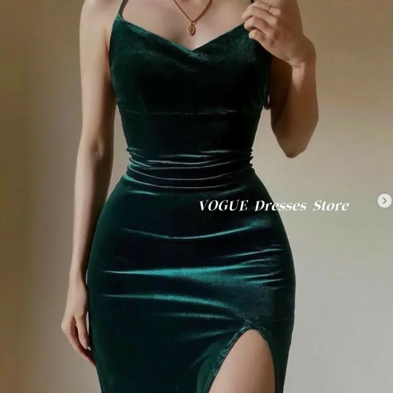 

Autumn Velvet Prom Dresses Sexy High Slit Green Mermaid Evening Dresses 2025 فساتين للمناسبات الخاصة فساتين سهرة Customized