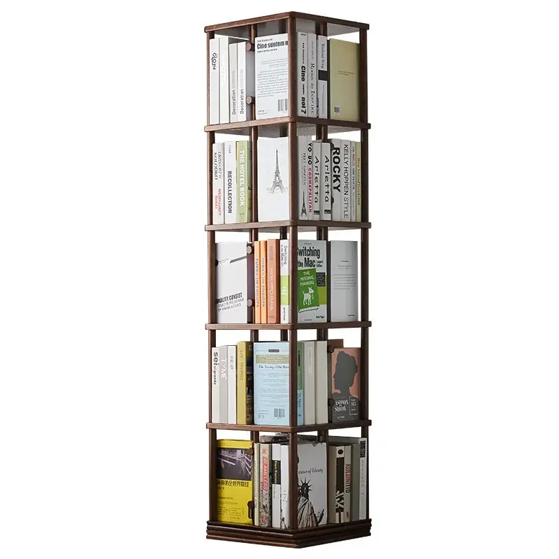 Rotary Bookshelf Floor Household Shelf Storage Multi-layer Wood Shelf Bookcase Headboards Organizer Etagere Estante