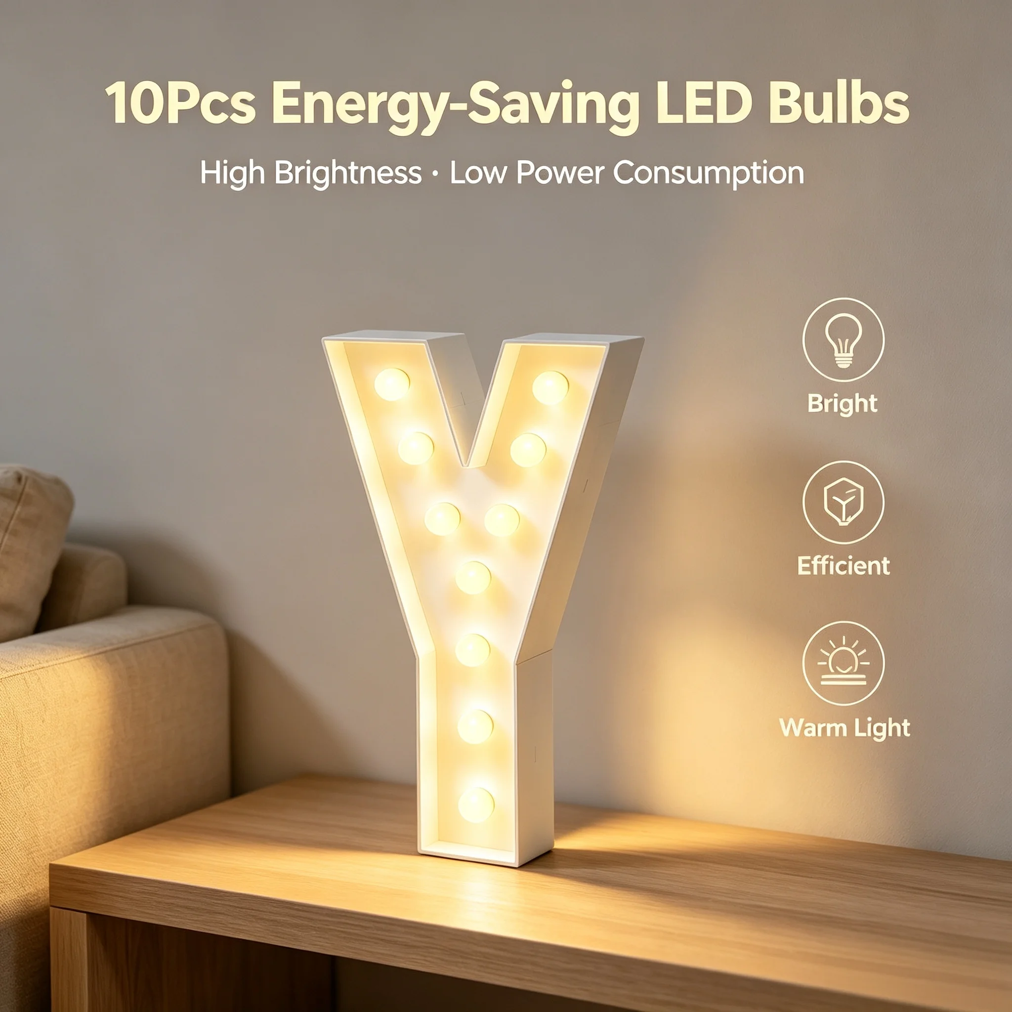 Große 36-Zoll Leuchtbuchstaben mit Warmem LED-Licht, Freistehende KT-Board-Schilder für Hochzeiten, Partys, Heimdekoration, Batteriebetrieben (Y/Q)