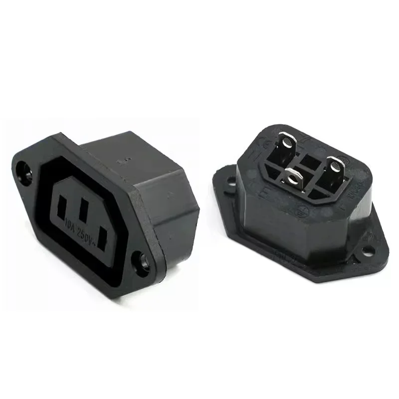 3 Pin AC-04F IEC Female Inlet Socket 3 Pin Fused Power Connector for Chassis Panel Mount 10A 250V