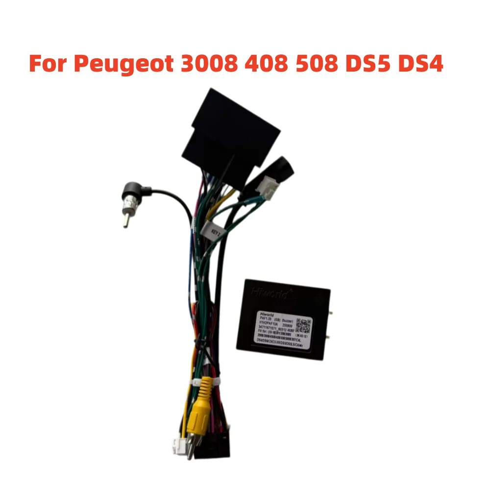 Hiworld Canbus SWC Plug& Play For Peugeot 3008 408 308  508 DS5 DS4 2008 Partner 2022 Android GPS Radio 16 Pin Wiring Cable