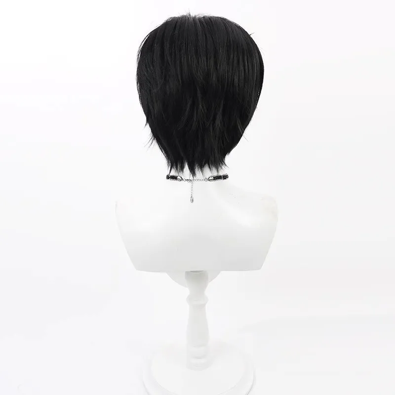 شعر مستعار تنكري من Love and Deepspace Gu Shiye باللون الأسود هدية الهالوين