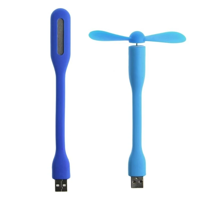 Fã USB P9FA Fã flexível Mini Bendable Fan com luz LED para Telefone Mobile Led Light Summer Gadget