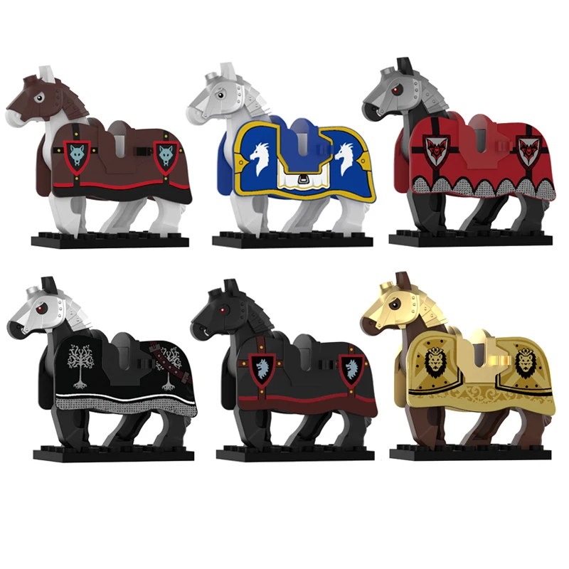 Blocs de construction, ensemble de modèles de chevaux fantastiques médiévaux, divers modèles d'armure de Cape, figurines de jouets jouables détaillées pour enfants, collectionneurs