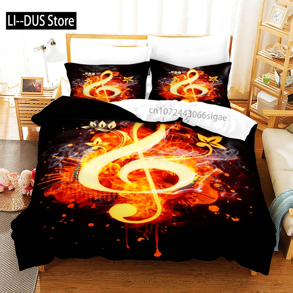 

Music Notes Bedding 3Piece Set Queen Sizes Comfortable EcoFriendly For Kids Teens Girls Of All Music Fan Lover Sleep In Melody