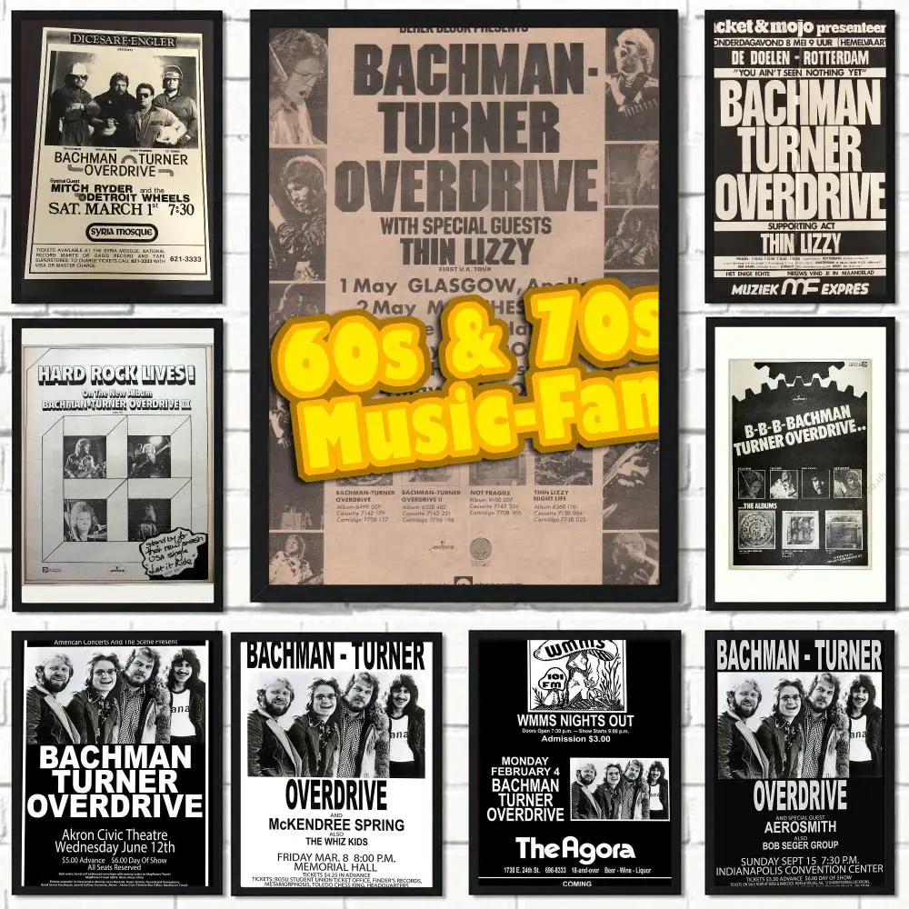 band B-Bachman-Turner Overdrive-E Poster Self Adhesive Wall Decor for Modern Home Cafe Office and Bar