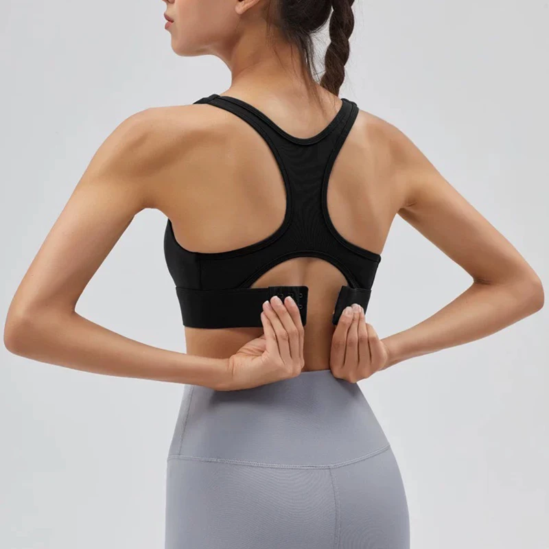 

Front Zipper Sports Underwear Anti-vibration High-strength Integrated Fixed Cup Outside Wear Beauty Back Fitness Yoga Vest Bra