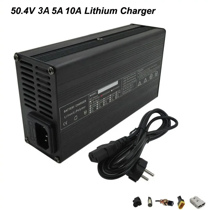 

50.4V 5A 10A Fast Charger For 12S 44.4V 44V 3A Li-ion Lithium 30AH 40AH 50AH Battery Charger With Aluminum shell