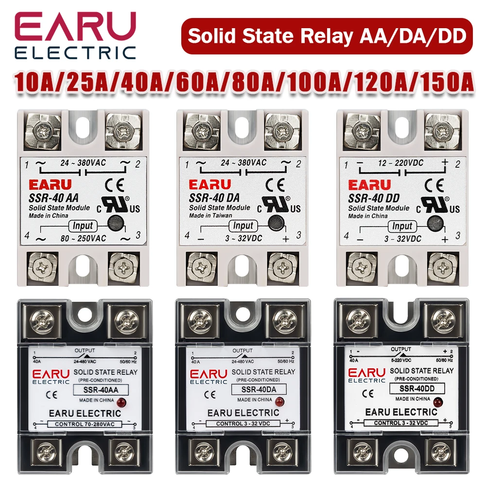 SSR-25DA SSR-40DA SSR-40AA SSR-40DD SSR 10A 25A 40A 60A 80A 100A DD DA AA Moduł przekaźnika półprzewodnikowego do regulacji temperatury PID