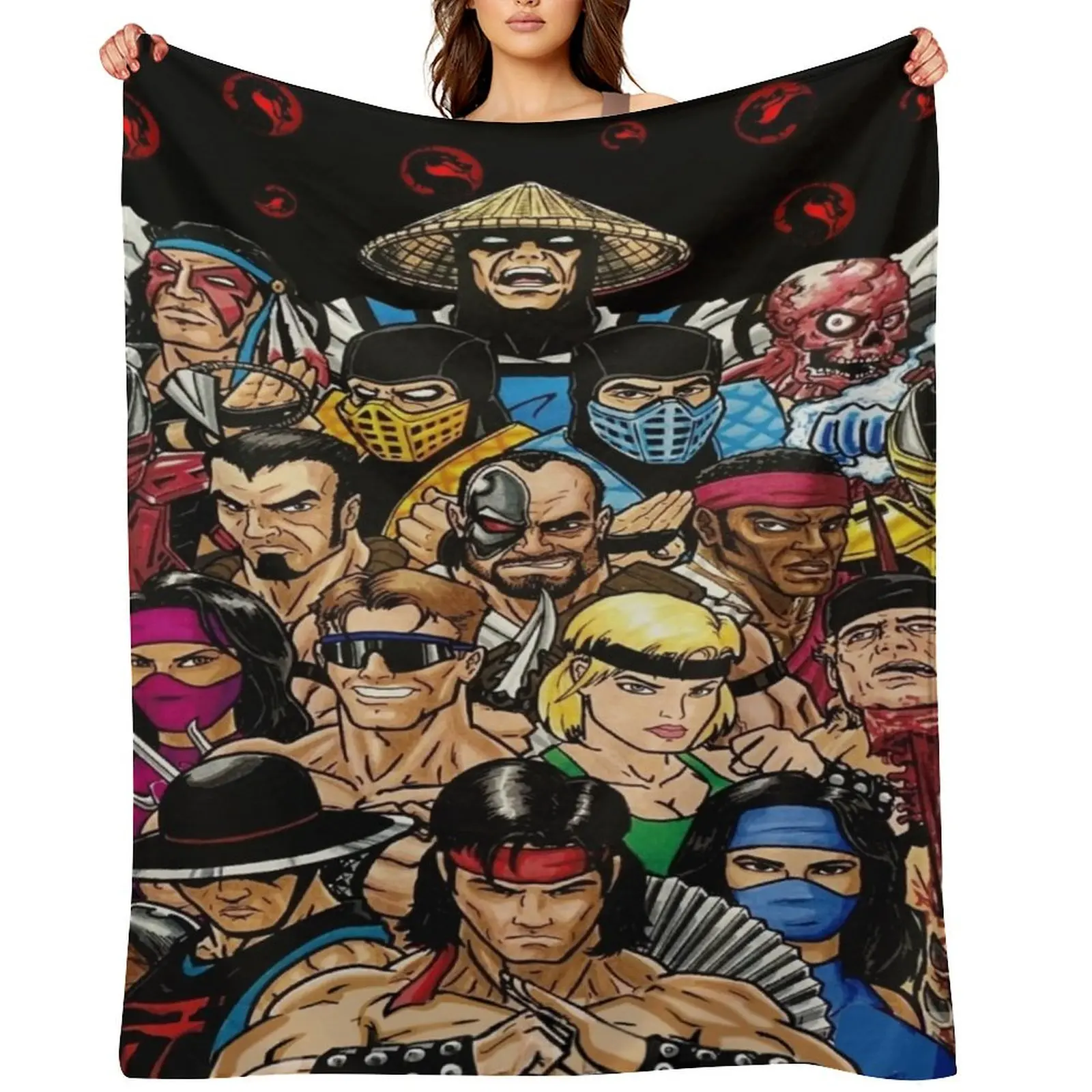 

Mortal kombat gaming g Throw Blanket manga Soft Plush Plaid Decoratives Luxury Designer Blankets