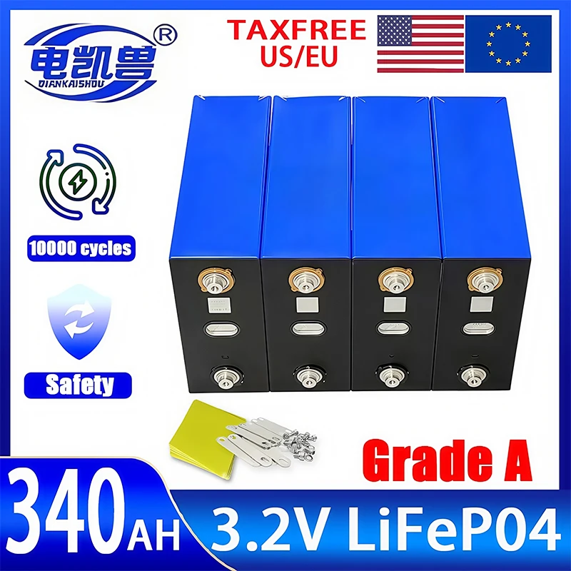 

Grade A 3.2V 340AH Lifepo4 Rechargeable Battery RV EV Boat Golf solar energy camping duty-free