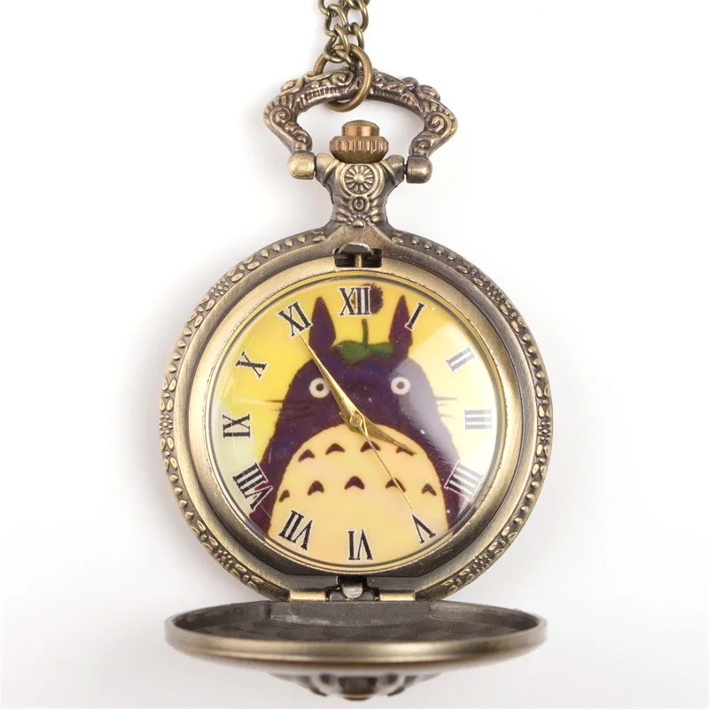 Creative Cute Gray Cat Style Metal Pocket Watch Fashion Pendant For Students Men And Women