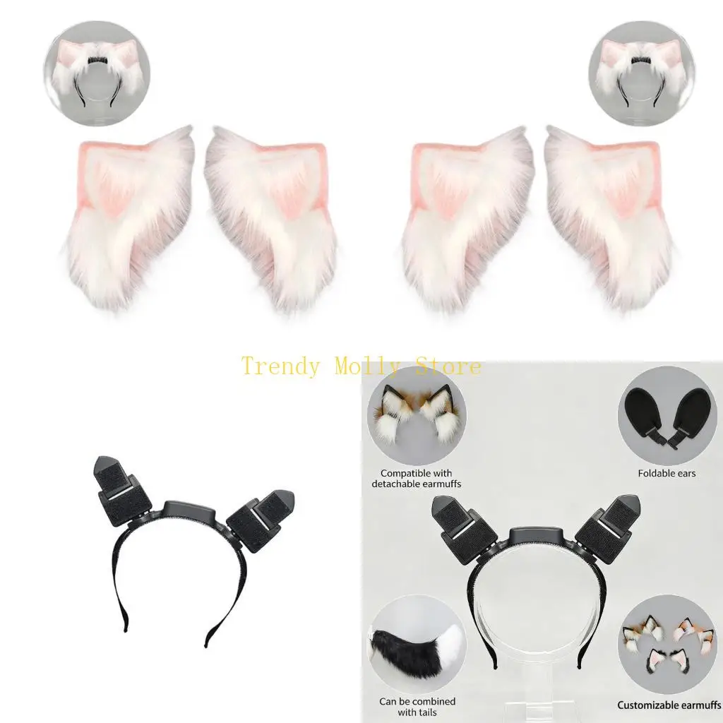 

N5KB повязки на голову с лисами и кошачьими ушками, электрические уши животных, повязки на голову, подвижные кошачьи уши, уборы,