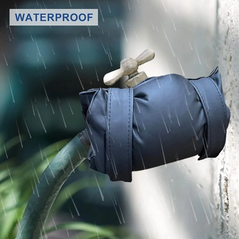 

Outdoor Faucet Leather Cover with Thermal Insulation Jacket for Garden Tap Frost Protection with Adjustable Strap