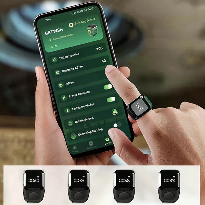 

Цифровой Bluetooth-счетчик на палец с дисплеем, бесшумный сенсорный перезаряжаемый мини-счетчик типа C для фитнеса, гольфа
