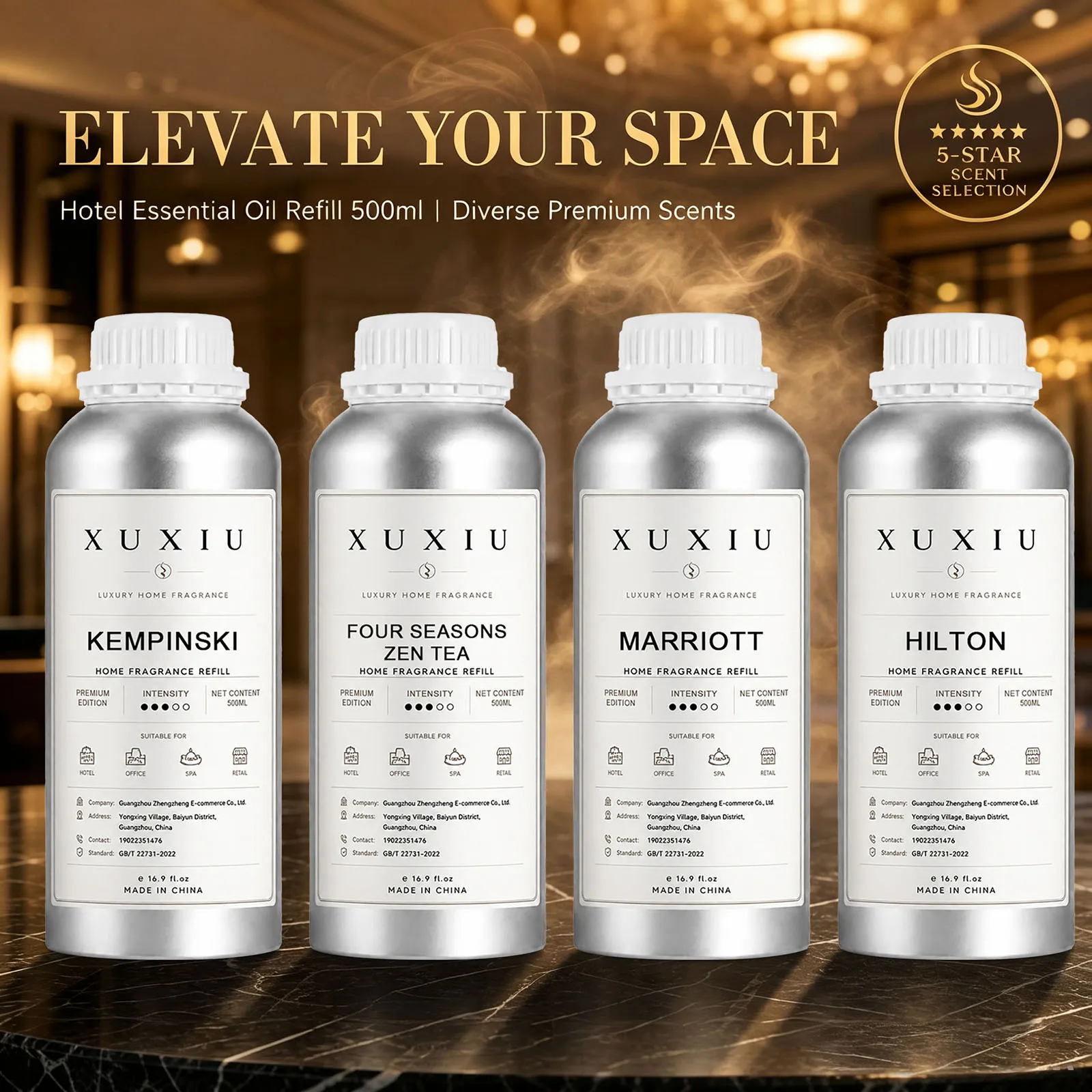 500ML Long‑Lasting Oil‑Based Fire‑Free Fragrance Refill Liquid, for Indoor Hotel Home Bedroom