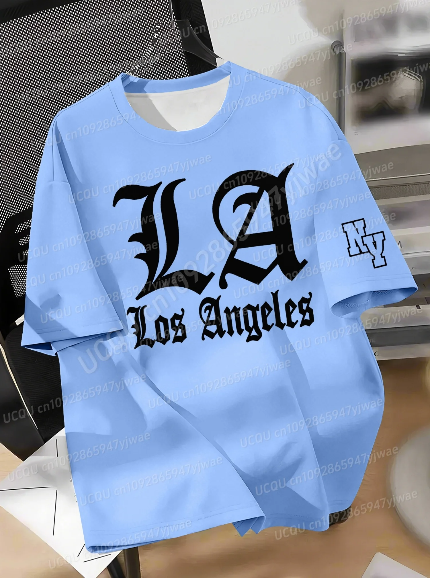 

2025 Letter LA LOS ANGELES Print T-Shirt Short Sleeve Sports men's T-shirt Unisex Casual Daily Wear Summer Men's Racing T-shirt