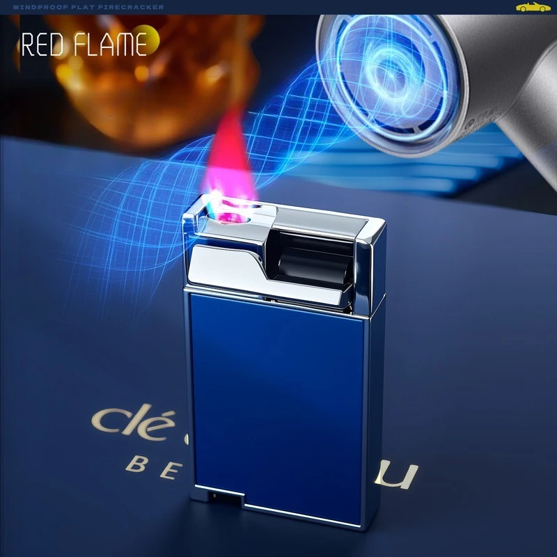 

Slim Rocker-Type Direct Jet Lighter Pink Flame Windproof Creative Metal Lighter Elegant High-Quality Gift for Boyfriend