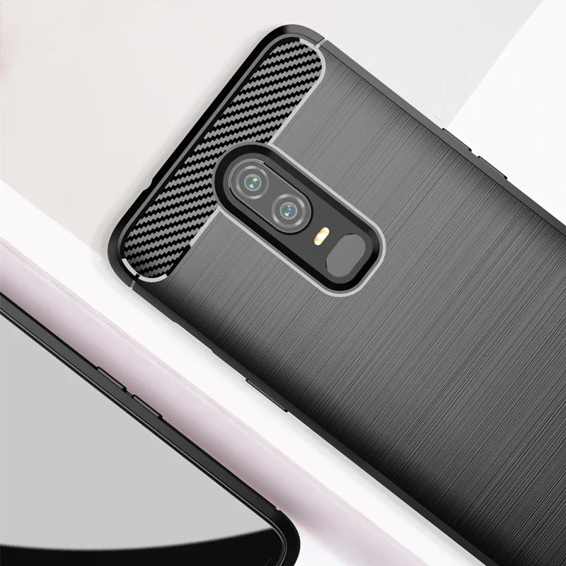 Carbon Fiber Shockproof Case For Oneplus 6 1+6 Silicone Case for Oneplus6 Bumper Full Protective Back Cover Coque Fundas