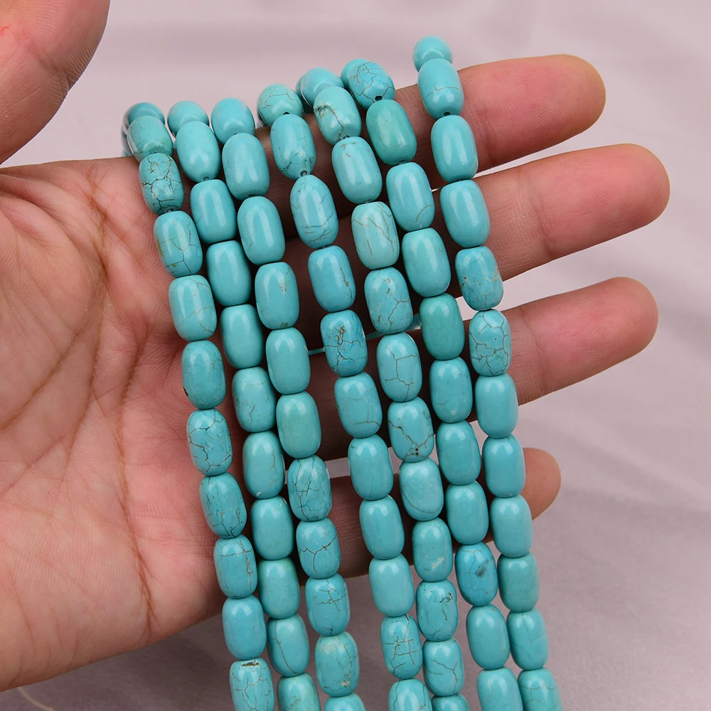 2 Strands Natural Stone Freedom Irregular Cylinder Blue Turquoise Gems Loose Beads 15.5'' Strands Jewelry Making DIY