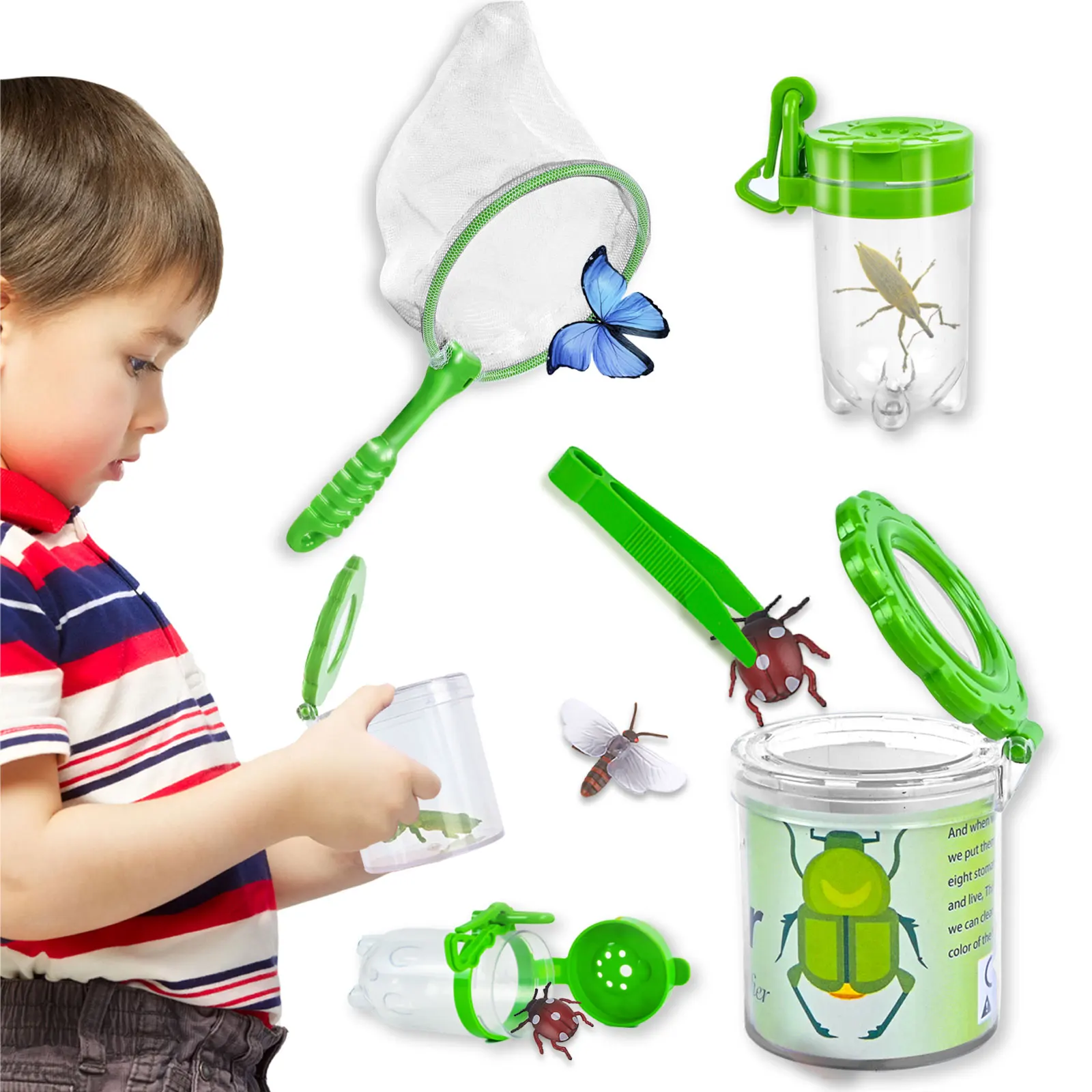 Children'S Insect Observation Box, Scientific Boy Outdoor Exploration Tool, Flip Cover Capture Net Clip, Observation Jar Toy