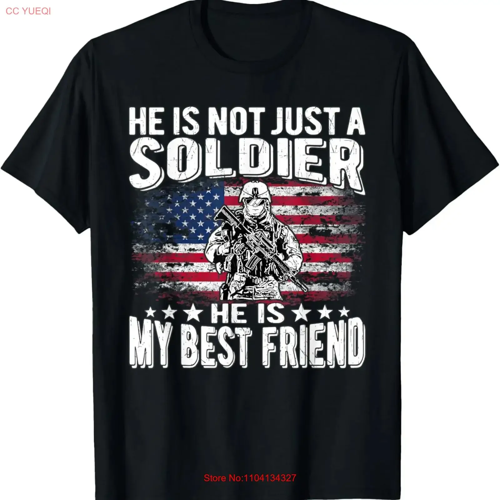 Camiseta vintage lavada con la frase 'Mi mejor amigo es un soldado héroe', para uso diario, elástica, versátil, unisex