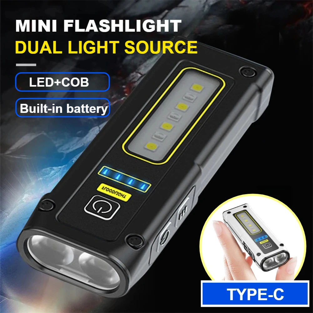 

USB Rechargeable Mini EDC Flashlight High Power LED Torch with 7 Lighting Modes Portable&Waterproof Light for Outdoor/Emergency
