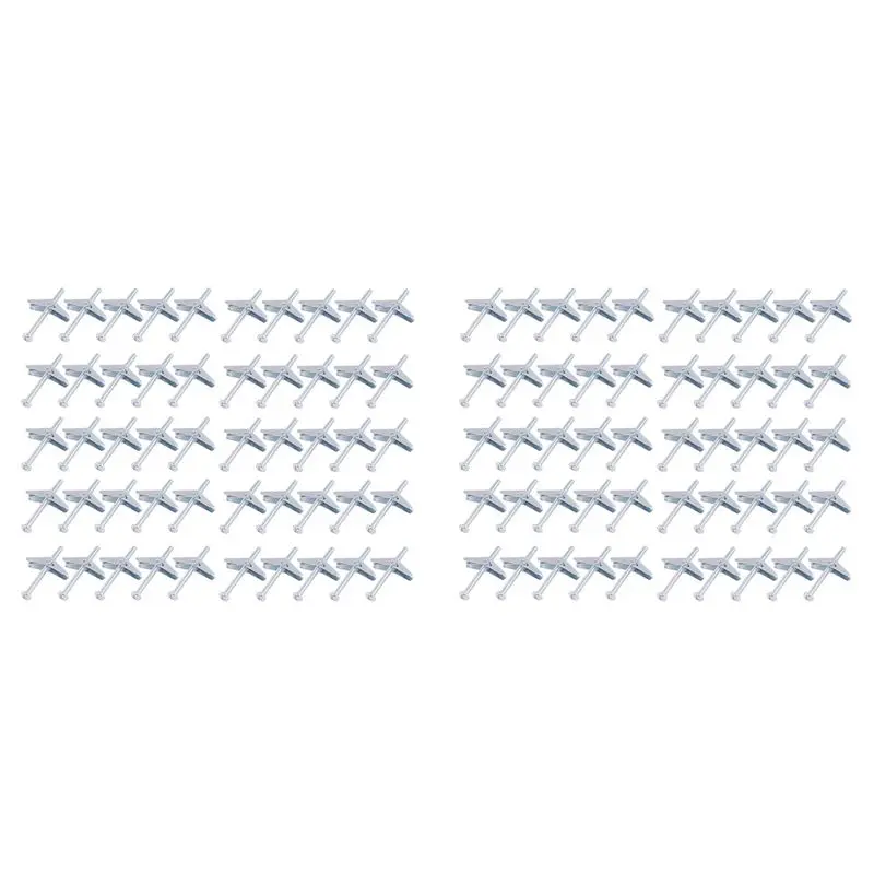 RMWIN-100PCS 1/8 Inch Toggle Bolts For Drywall, Heavy Duty Drywall Anchors Kit, Dry Wall Anchors And Screws Kit For Ceiling