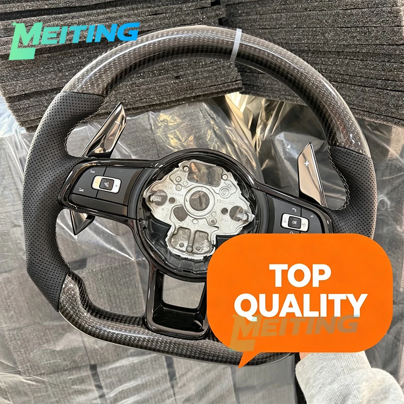For VW Golf GTI 7/R Line/GTS steering wheel assembly is made of carbon fiber leather with multi-function button