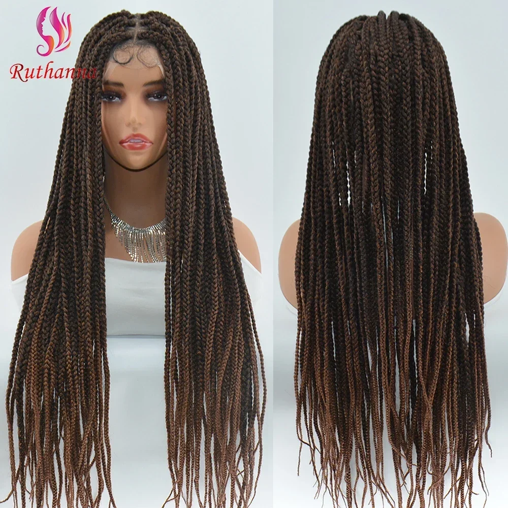 Full Lace Afro Dreadlocks Braided Synthetic Wig For Women Crochet Braids 32 Inch Baby Hair Three Cornrow Braided Fashion Wig