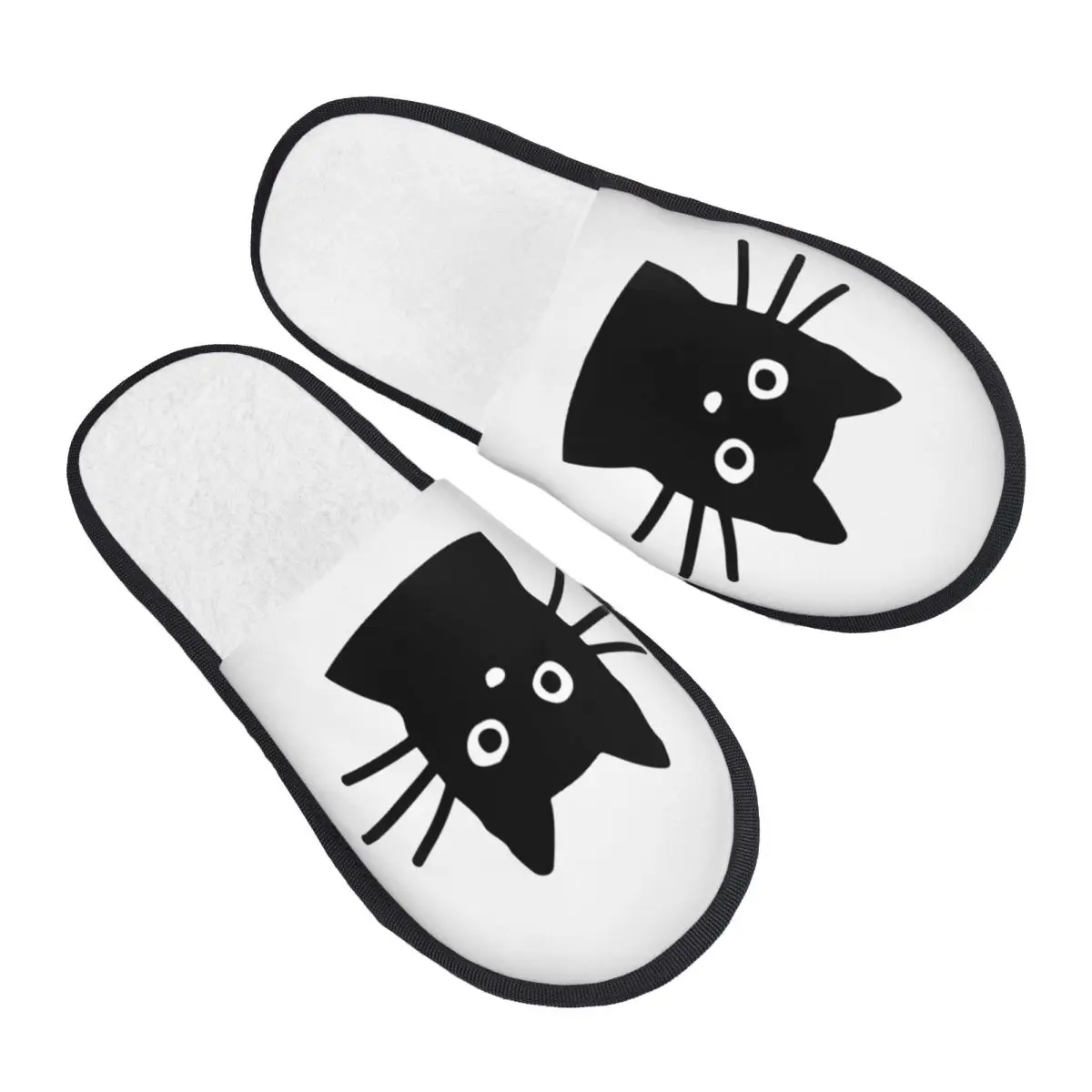 

Custom Print Women Cute Black Cat House Slippers Soft Warm Memory Foam Fluffy Slipper Indoor Outdoor Shoes