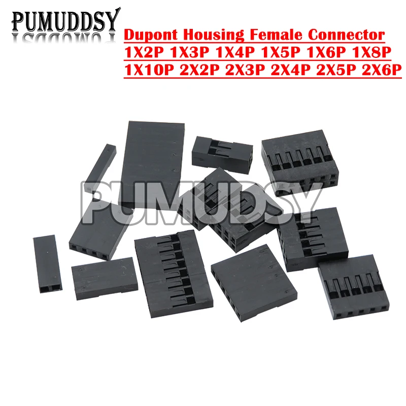 100PCS 2.54mm Plastic For Dupont Jumper Housing Female Pin Connector Wire Cable 1x2P 2x2P 1x3P 2x3P 1x4P 2x4P 1x5P 2x5P 1x6P