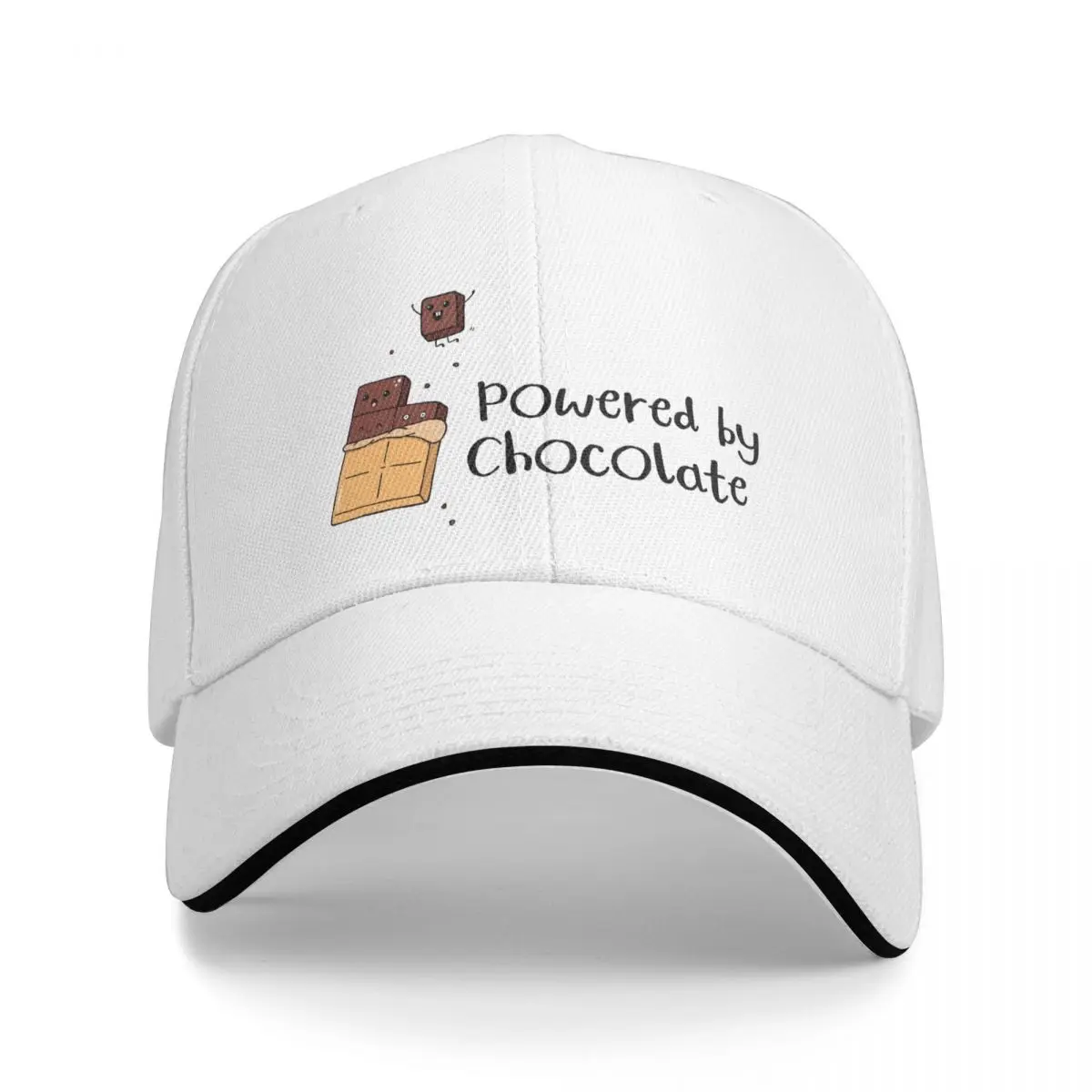 Powered by chocolate kawaii design Baseball Cap sun hat Big Size Hat Custom Cap Girl Men's