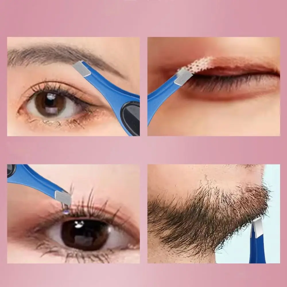 Pinça colorida de aço inoxidável, remoção de pelos, multifuncional, pinça para cílios postiços, resistente ao desgaste, durável, modelador de cílios feminino